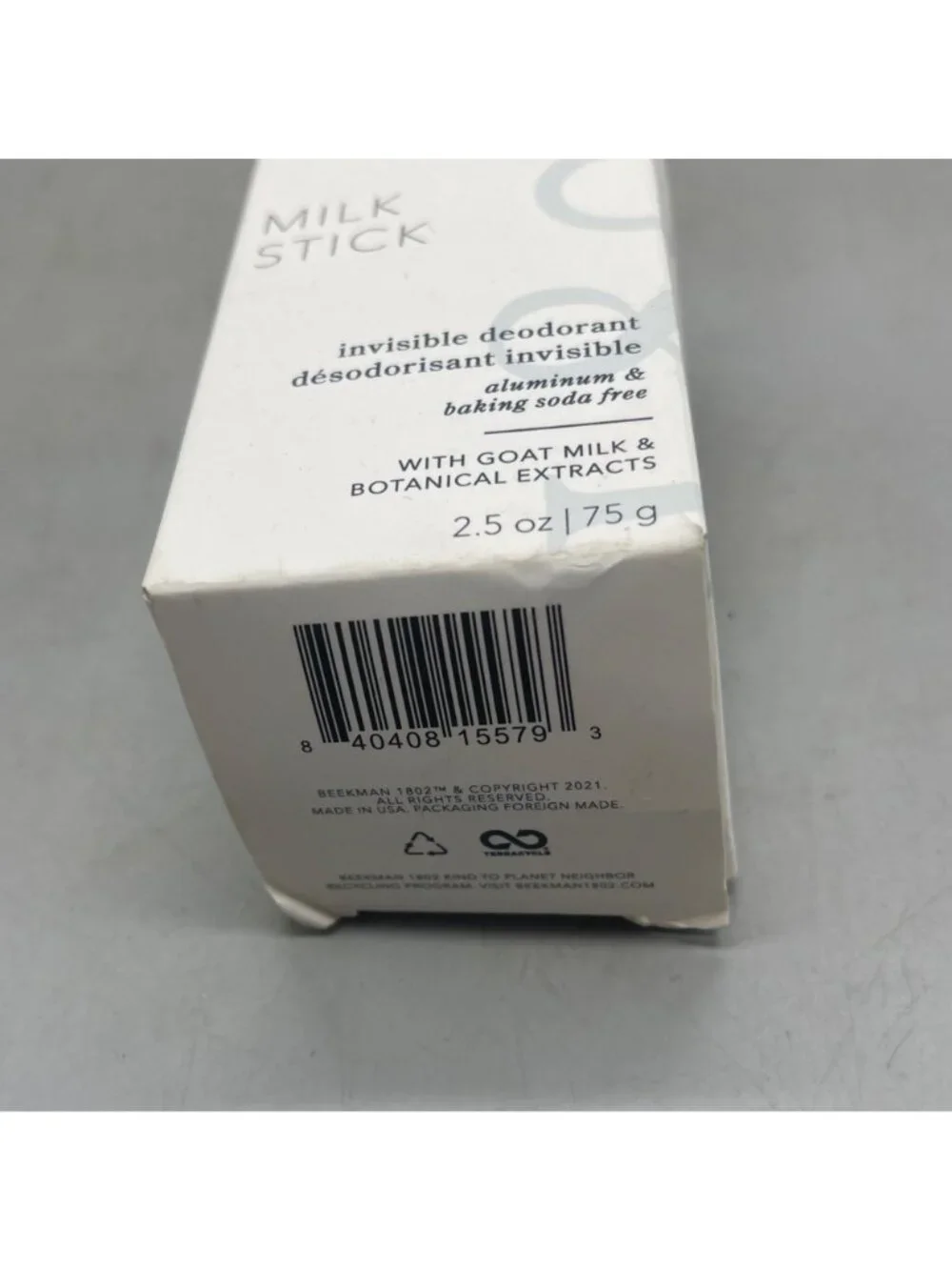 Beekman 1802 Milk Stick Invisible Deodorant 2.5Oz Aluminum Baking Soda Free READ